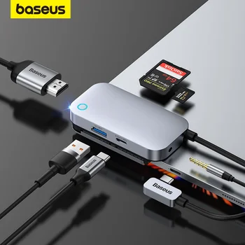 Usb-концентратор Baseus 6-в-1 Usb C-концентратор Steam Deck Док-станция, Совместимая с USB-HDMI, Typc-C-Концентратор С Адаптером SD / TF для Nintendo Switch