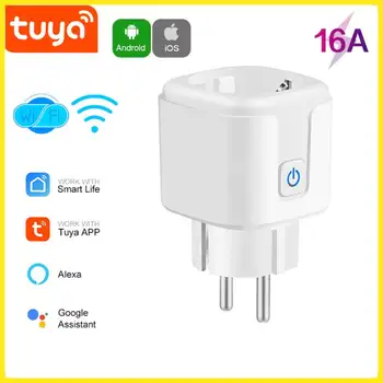 WiFi + Bluetooth EU Smart Plug 16A Розетка Монитор Питания Беспроводная Розетка Дистанционный Таймер Электрического Управления Для Tuya Alexa Google Home