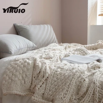 YIRUIO Классическая текстура вязания крючком, Шерстяное одеяло, Мягкий Пушистый теплый диван-кровать, кресло, клетчатое одеяло, креативный дизайн рисунка, пледы