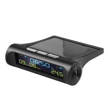 Автомобильные солнечные цифровые часы с ЖК-дисплеем времени и даты, индикацией температуры в автомобиле для украшения личных деталей автомобиля на открытом воздухе A