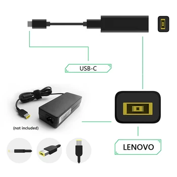 Адаптер зарядного устройства Портативный Квадратный штекер-розетка к многофункциональному разъему постоянного тока типа C, прочный конвертер USB-разъемов для Lenovo