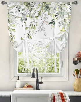 Акварельно-зеленые листья, Оконная занавеска для домашнего декора гостиной, Римская занавеска, кухонные шторы, Регулируемые шторы