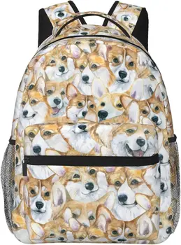 Акварельный рюкзак для ноутбука с собакой Вельш-корги, женский, мужской, для колледжа, сумка для книг, повседневный рюкзак, дорожная сумка