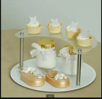 Акриловая Двухслойная Подставка для торта, Белый Десертный стол, Форма для торта, Тарелка для дим-Самов, Подставка для свадебного украшения, Лоток для фруктов и закусок