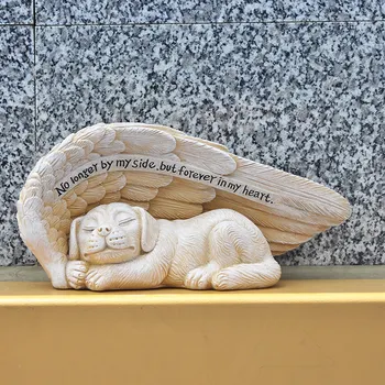 Ангел Украшения для домашних животных Крыло Собаки Спящая Фигурка Скульптура Статуя Газон