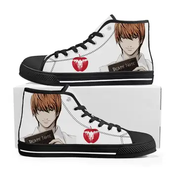 Аниме Death Note Yagami Light L, высокие кроссовки, мужские, женские, подростковые парусиновые кроссовки, Повседневная обувь для пары, Повседневная обувь на заказ