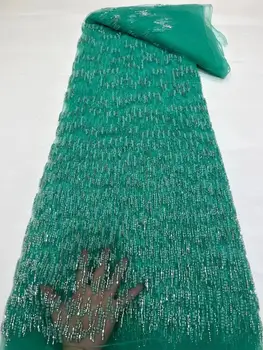 Африканская кружевная ткань из тюля с пайетками ZH-13028610, Высококачественная Вышитая французским бисером Сетка, кружево, Нигерийское кружево для вечеринки