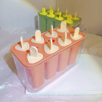 Безопасные для пищевых продуктов силиконовые формы для мороженого, 8 ячеек, формы для замороженных кубиков льда, производитель эскимо, самодельная морозильная камера, форма для лолли с палочками