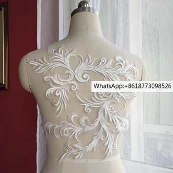 Белоснежная европейская вышивка дракона с кружевом, прозрачными белыми бусинами, украшенное свадебное платье, цветочные нашивки своими руками