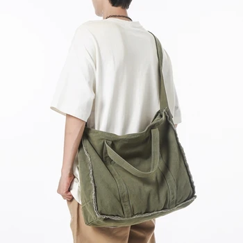 Большая холщовая женская сумка через плечо Черная сумка Y2K сумка для покупок Корейская сумка Murse школьная сумка-тоут