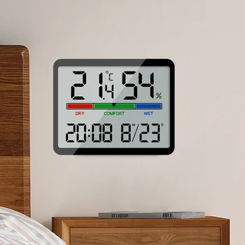 Большой магнитный ЖК-цифровой будильник с дисплеем температуры влажности даты, Ультратонкие настольные часы на холодильнике, настенные часы