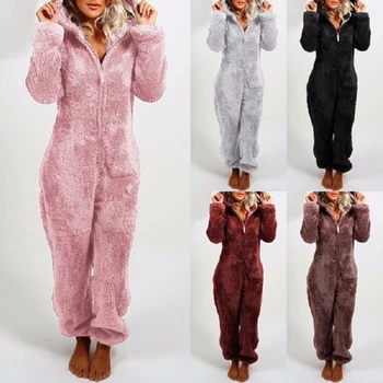 Большой размер 5XL, пушистые флисовые комбинезоны, пижамы, зимний теплый женский комбинезон, пижамы большого размера, многоцветная флисовая пижама с капюшоном,