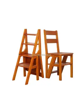 Бытовой Многофункциональный складной стул-лестница из массива дерева, трехступенчатая лестница для лазания в помещении, двойного назначения, четырехступенчатая табуретка-стремянка
