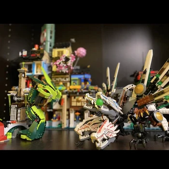 В НАЛИЧИИ Совместимые 9450 Строительные блоки Epic Dragon Battle, кирпичи, Бой Ниндзя, 4-головные драконы, Рождественские подарочные игрушки для детей