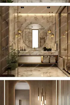 Ванная комната на вилле Шкаф для ванной комнаты Умывальник для бассейна Каменная плита Умывальник
