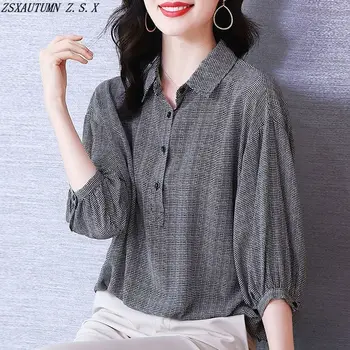 Весенняя женская рубашка, свободная мода, винтаж, универсальные простые тонкие повседневные топы, изысканные Элегантные блузки для женской корейской одежды