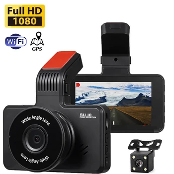 Видеорегистратор Автомобильный видеорегистратор WiFi Full HD 1080P Камера заднего вида Автомобильный видеорегистратор ночного видения Автоматическая Видеорегистраторная камера GPS Трекер Черный ящик
