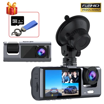 Видеорегистратор для автомобильного видеорегистратора Камера 1080P для автомобиля 2-канальный видеорегистратор с петлей для записи черного ящика Автомобильные аксессуары с картой памяти 32G
