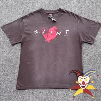 Винтажная футболка Saint Michael для мужчин и женщин, стираемая футболка в стиле ретро с любовью, футболки-топы