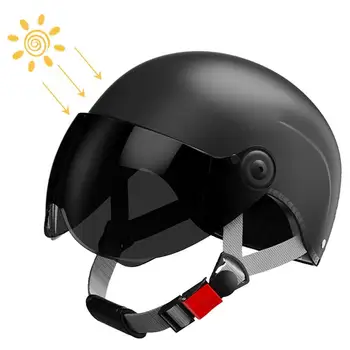 Винтажный мотоциклетный шлем для мужчины и женщины со встроенным двойным козырьком HD, шлемы с открытым лицом, утепляющий съемный вкладыш, защитные колпачки