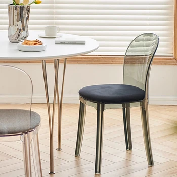 Внутренний Пластиковый обеденный стул С декоративными акцентами, Кухонный Акриловый Обеденный стул, расслабляющая Прозрачная мебель Sillas Para Comedor
