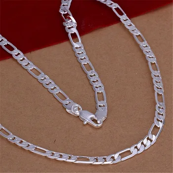 высококачественная мужская плоская цепочка 6 мм, ожерелье из стерлингового серебра 925 Пробы, модные украшения для женщин, мужчин, солидный свадебный подарок
