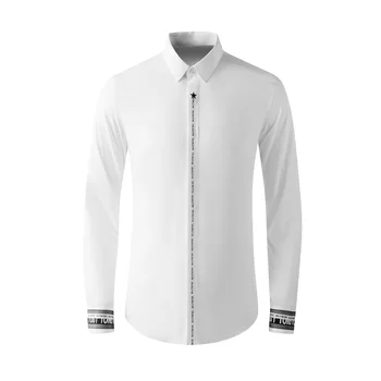 Высококачественные роскошные ювелирные изделия Уникальный дизайн Пользовательский логотип Роскошная мужская рубашка Модная рубашка из экологически чистой ткани
