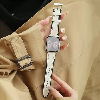Высококачественный Кожаный ремешок в стиле ретро 49 мм для Apple Watch 45 мм 40 41 мм 38 40 44 мм Correa Мужской Женский ремешок для iwatch 8 SE 7 6 5 4 3