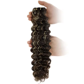 Вьющиеся пучки человеческих волос Бразильский Реми 100% Натуральные человеческие волосы Глубокие волны Дважды вытянутый уток из человеческих волос