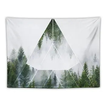 Геометрический треугольный лес, сакральная геометрия в природе, гобелен, висящий на стене, гобелен для декора дома
