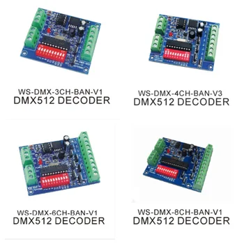 Горячая DC12V DMX512 3CH 4CH 6CH 8CH RGB RGBW Контроллер Канала DC5V-24V DMX Декодер Для SMD 5050 2835 3828 Светодиодные Ленты Световая Лента