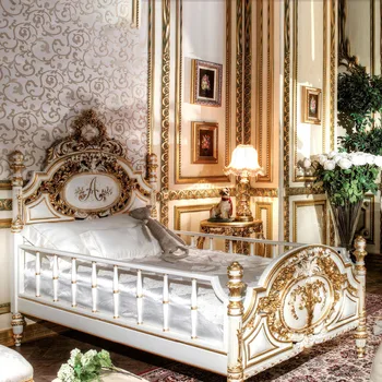 дворцовая кровать из массива дерева мебель для главной спальни 1,8 м свадебная кровать резная итальянская роскошная расписная двуспальная кровать принцессы