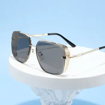 Двухлучевые металлические солнцезащитные козырьки, Классические очки в стиле панк-хип-хоп