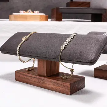 Деревянная стойка для ювелирных изделий с подставкой для хранения браслета, держатель для браслета, колье, лента для волос