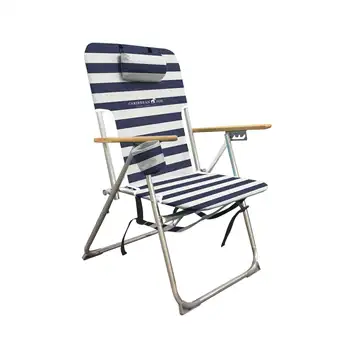 Деревянный пляжный стул Caribbean Joe Backpack - синий и белый