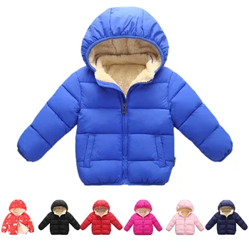 Детская однотонная хлопковая куртка Детская толстая хлопковая куртка для мальчиков и девочек Хлопковая верхняя одежда из плюшевого пуха Детское зимнее пальто