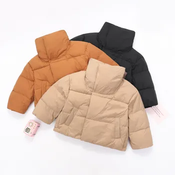 Детская пуховая куртка для мальчиков, новый зимний стиль, пуховая куртка с капюшоном для девочек, Корейская версия, зимняя хлебная куртка, детское пальто 4-12 лет