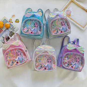 Детская сумка Disney Летняя Новая школьная сумка для детского сада для маленьких девочек, милые мини-сумки на два плеча, прозрачные рюкзаки принцессы