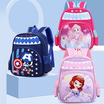 Детская школьная сумка Disney Marvel с Человеком-пауком, Мультяшная замороженная принцесса Эльза, рюкзак для мальчиков и девочек, подарки для детей в детском саду