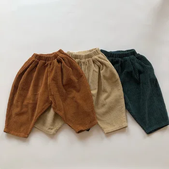 Детские вельветовые брюки, весенне-осенние новые плотные повседневные брюки для мальчиков и девочек