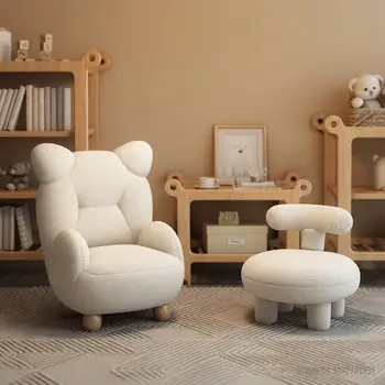 Детский диван-кресло с медвежонком Lamb Velvet Cream Cute Baby Single Cartoon Seat Mini Lazy Small Sofa Современная Простота