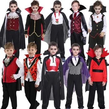 Детский костюм вампира на Хэллоуин, косплей, детское платье летучей мыши-скелета-призрака, карнавал, праздничная вечеринка