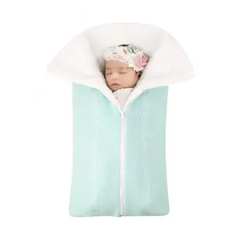 Детский плюшевый спальный мешок на молнии, вязаный крючком, теплое одеяло, спальный мешок для пеленания
