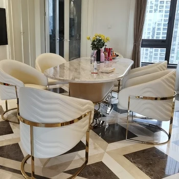 Дизайнерские обеденные стулья из нержавеющей стали Итальянская мебель для столовой Роскошный Домашний кухонный стул со спинкой Современный ресторанный стул