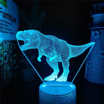 Динозавр Тираннозавр Рекс 3D Лампа Аниме Светодиодный Ночник Изменение цвета животных Lamparas Декор детской Спальни Стол Lmape Подарки из Манги