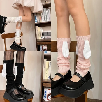 Длинные Вязаные Носки с заячьими ушками Зимние Гетры Y2K Harajuku Boot Socks 449B