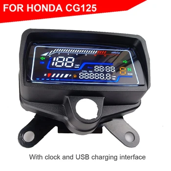 Для Honda CG125 CG150 WH125-3 SDH125-7C Мотоцикл Спидометр Тахометр СВЕТОДИОДНЫЙ Цифровой Измеритель в Сборе с Интерфейсом Зарядки USB