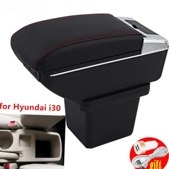 Для Hyundai I30 подлокотник коробка USB Зарядка усиливает двухслойный центральный магазин содержимого подстаканник пепельница аксессуары