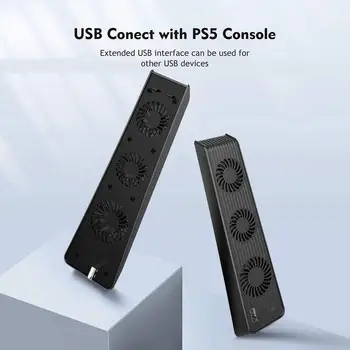 Для Консоли PS 5 Внешний Вентилятор Охлаждения Хоста Вертикальная 3-х Бесшумная Подставка Для Вентилятора С Внешним USB-Портом Для Аксессуаров Игрового Хоста PS5