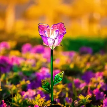 Дома и сады Солнечный светодиодный стеклянный фиолетовый цветочный декор для наружного освещения